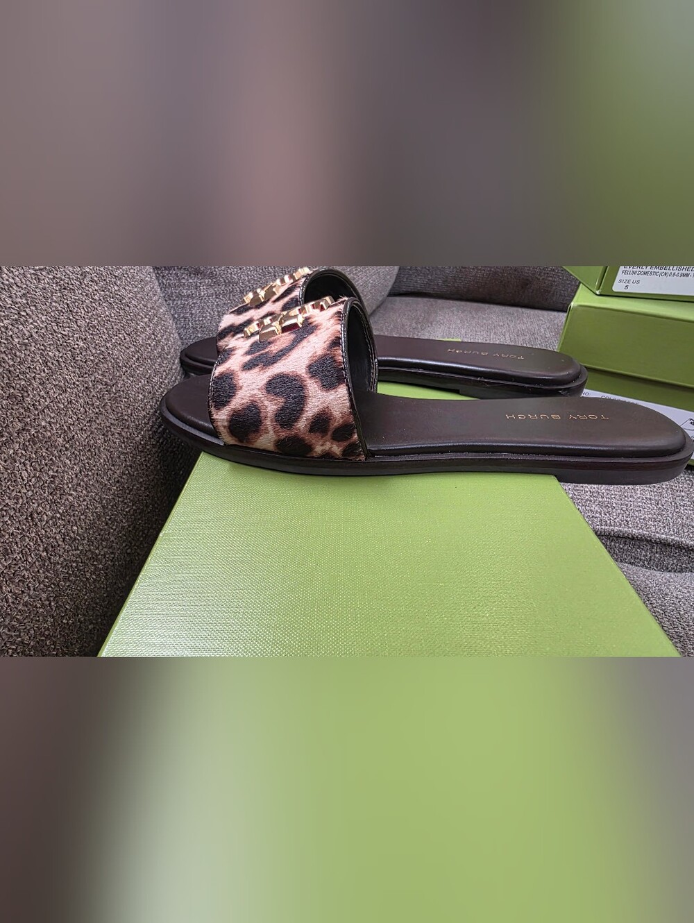 Tory Burch Leopard Everly Slides - Picture 2 of 6